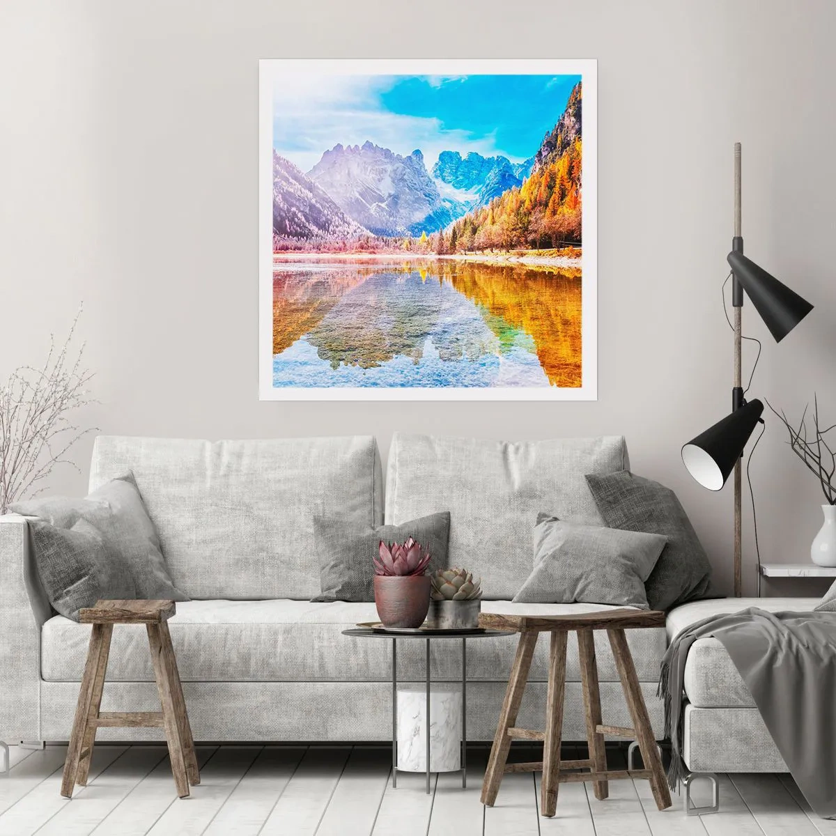 Pôster - E nas montanhas é outono - 40x40 cm
