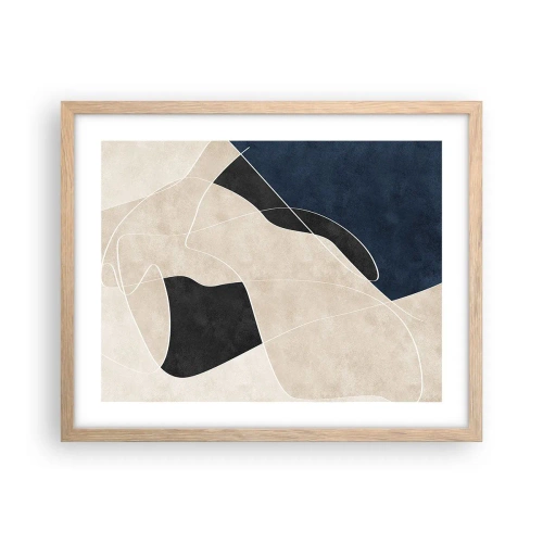 Pôster com moldura de carvalho claro - Composição abstrata – contraste de cores - 50x40 cm