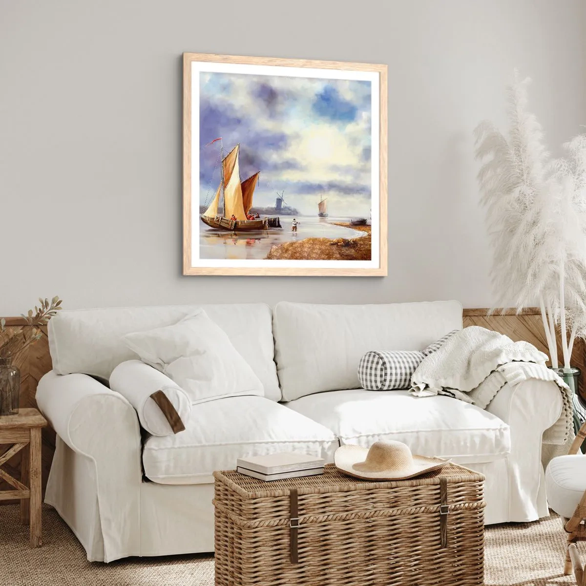 Pôster com moldura de carvalho claro - O regresso dos marinheiros - 50x50 cm