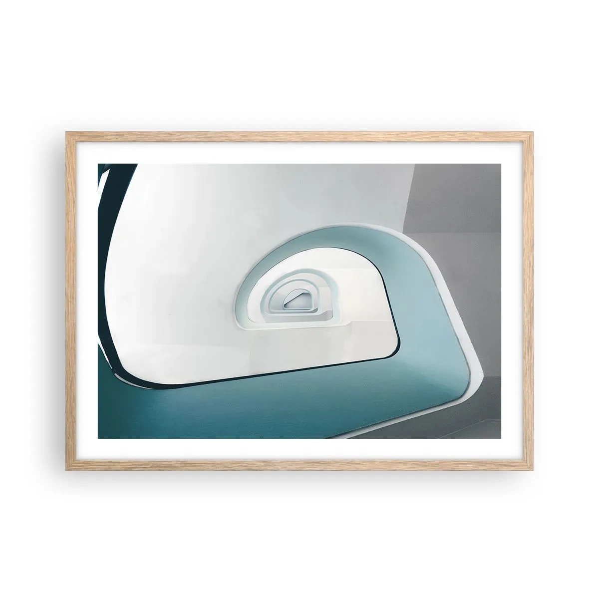 Pôster com moldura de carvalho claro - Para o fundo do azul - 70x50 cm