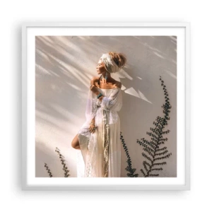 Pôster em moldura branca - O sol e a garota - 60x60 cm