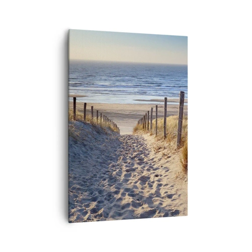 Quadro em tela - O som do mar, o canto dos pássaros, a praia selvagem entre a relva... - 70x100 cm