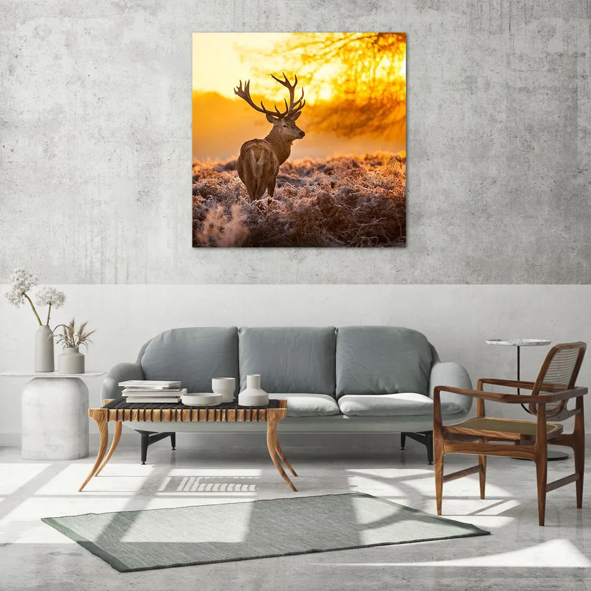 Quadro em vidro - Rei da floresta de outono - 30x30 cm