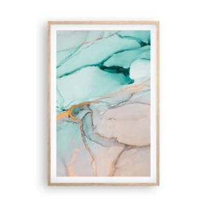 Pôster com moldura de carvalho claro - Dança das formas e cores - 61x91 cm