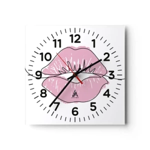 Relógio de parede - Relógio em vidro - Pronto para beijar? - 40x40 cm