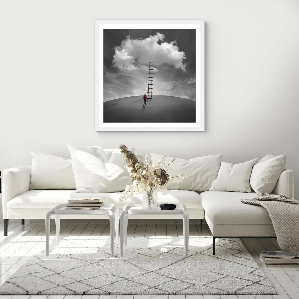 Pôster em moldura branca - Tudo é possível - 60x60 cm