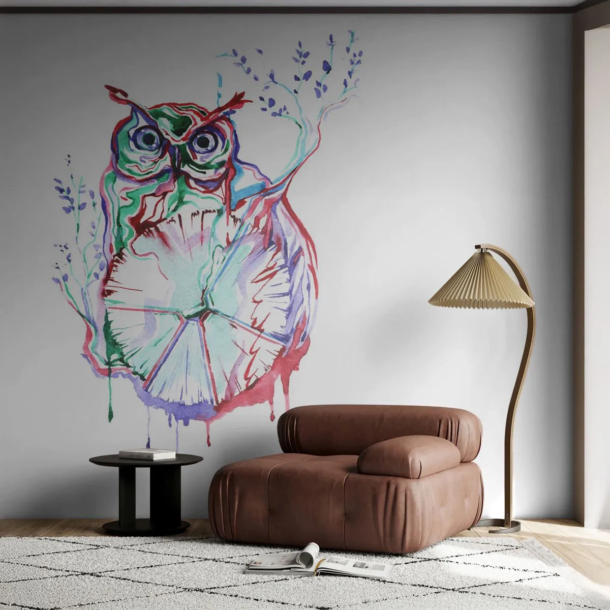 Papel de Parede Premium Canvas - Sábio por natureza - Pássaro, Coruja, Para crianças - 300x210 cm