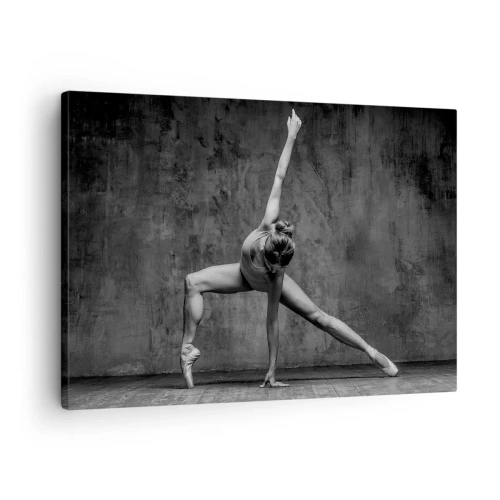 Quadro em tela - Uma dançarina em pose artística contra uma parede crua - 70x50cm - O equilíbrio ideal - Decoração de parede moderna para a sala de estar e quarto ARTTOR