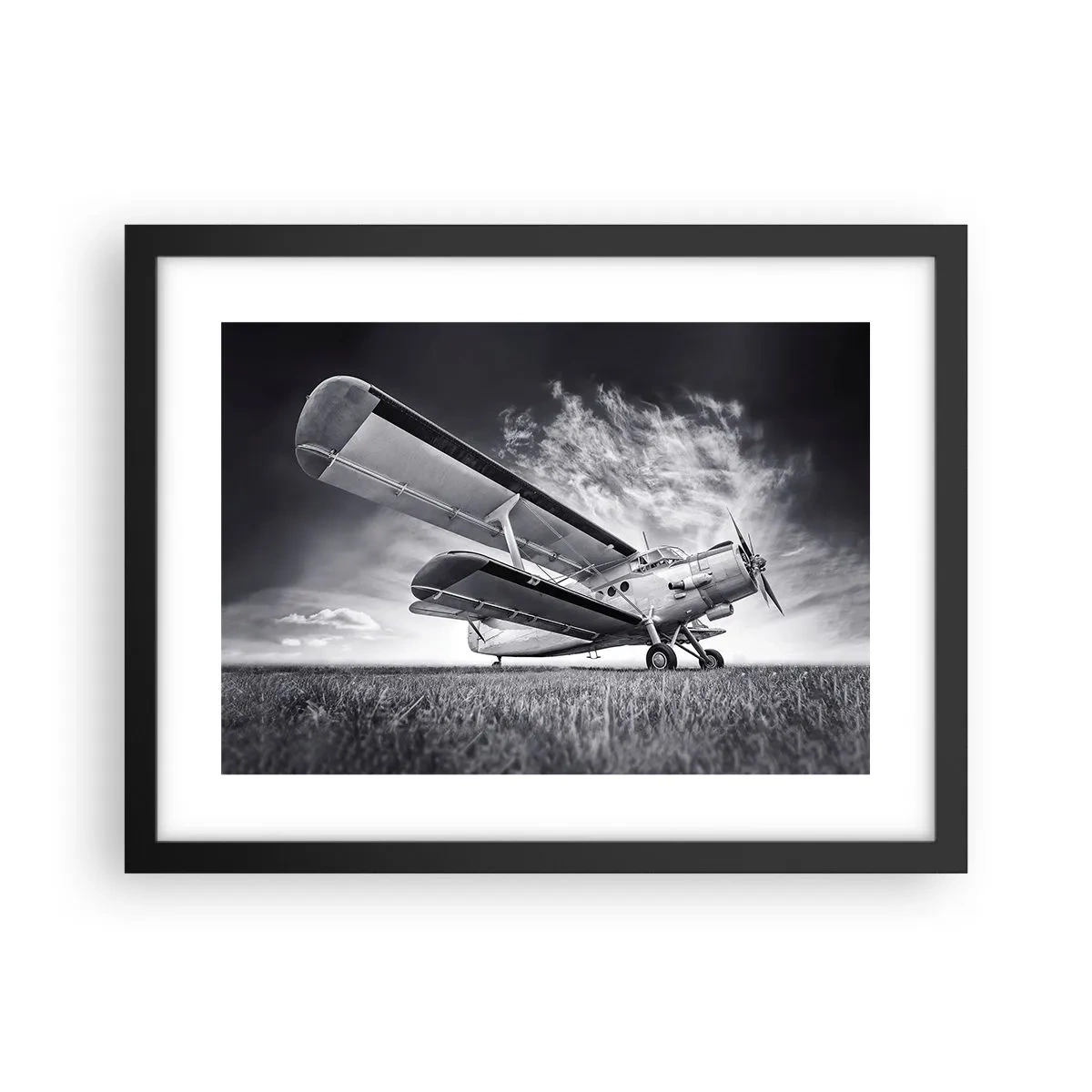 Pôster com moldura preta - Andarilho alado - 40x30 cm