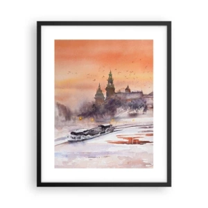 Pôster com moldura preta - Pôr do sol real - 40x50 cm