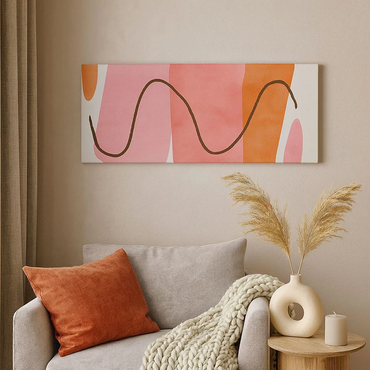 Quadro em tela - Movimento suave de formas - 100x40 cm