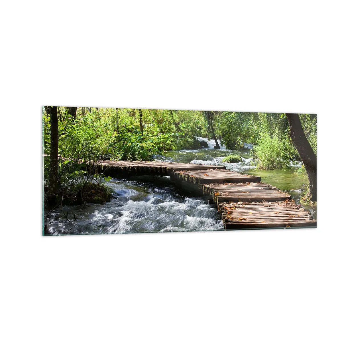 Quadro em vidro - Sobre a cascata espumosa - 100x40 cm