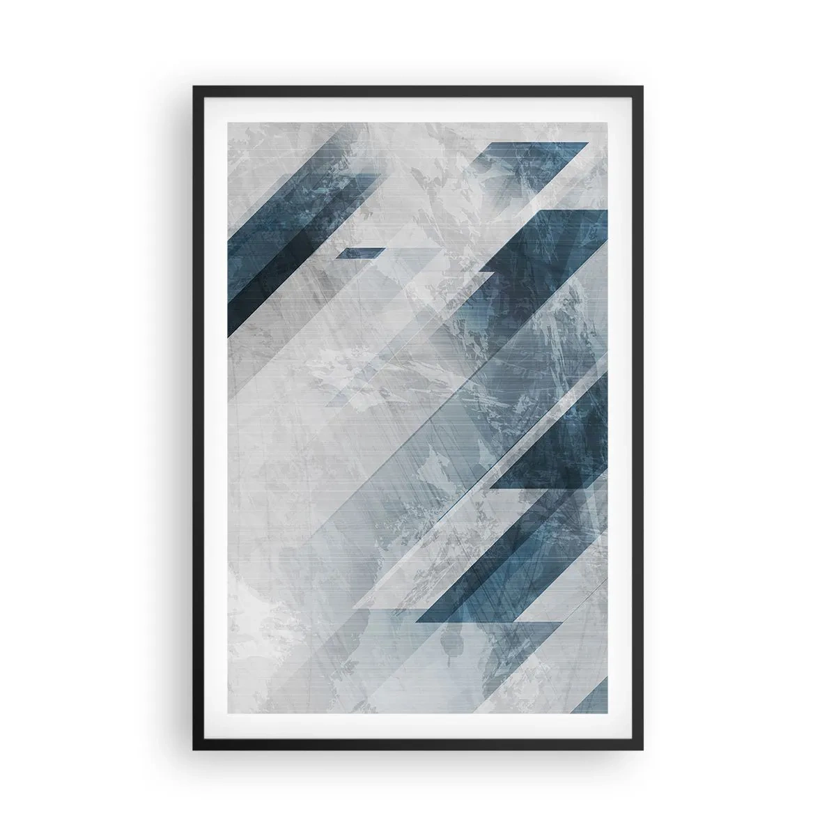 Pôster com moldura preta - Arte espacial – movimento cinzento - 61x91 cm