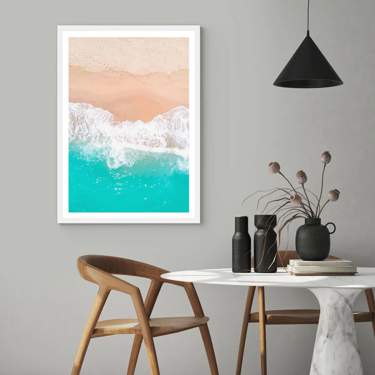 Pôster em moldura branca - Toque carinhoso - 30x40 cm