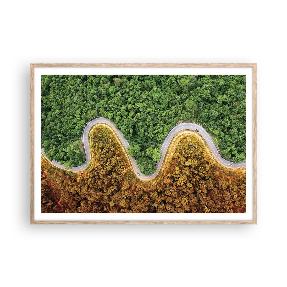 Pôster com moldura de carvalho claro - Fronteiras e descobertas - 100x70 cm