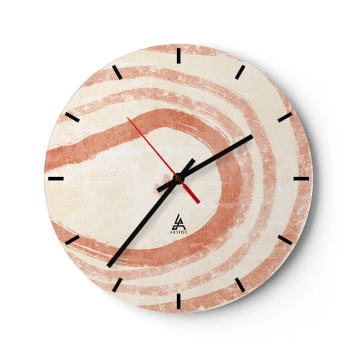 Relógio de parede - Relógio em vidro - Círculos de coral abstratos em um fundo claro - 30x30cm - Círculos de coral – composição - Decoração de parede moderna para a sala de estar, cozinha e quarto ARTTOR