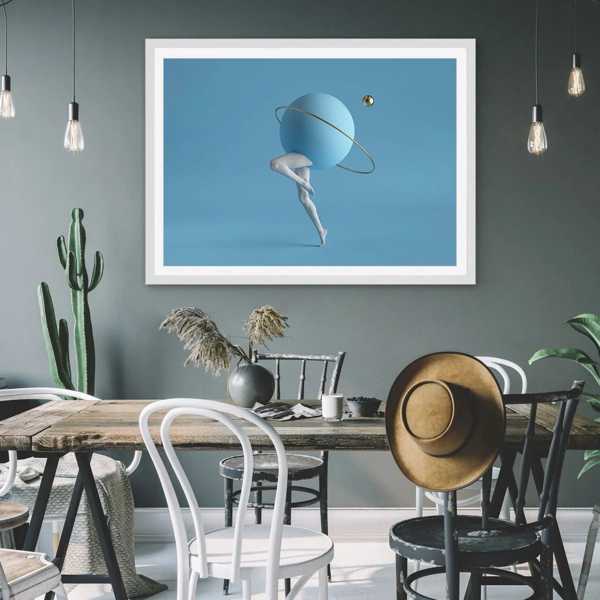 Pôster em moldura branca - Planetas a enlouquecer - 50x40 cm