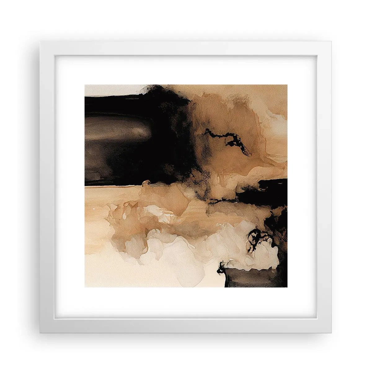 Pôster em moldura branca - Abstração intrigante - 30x30 cm