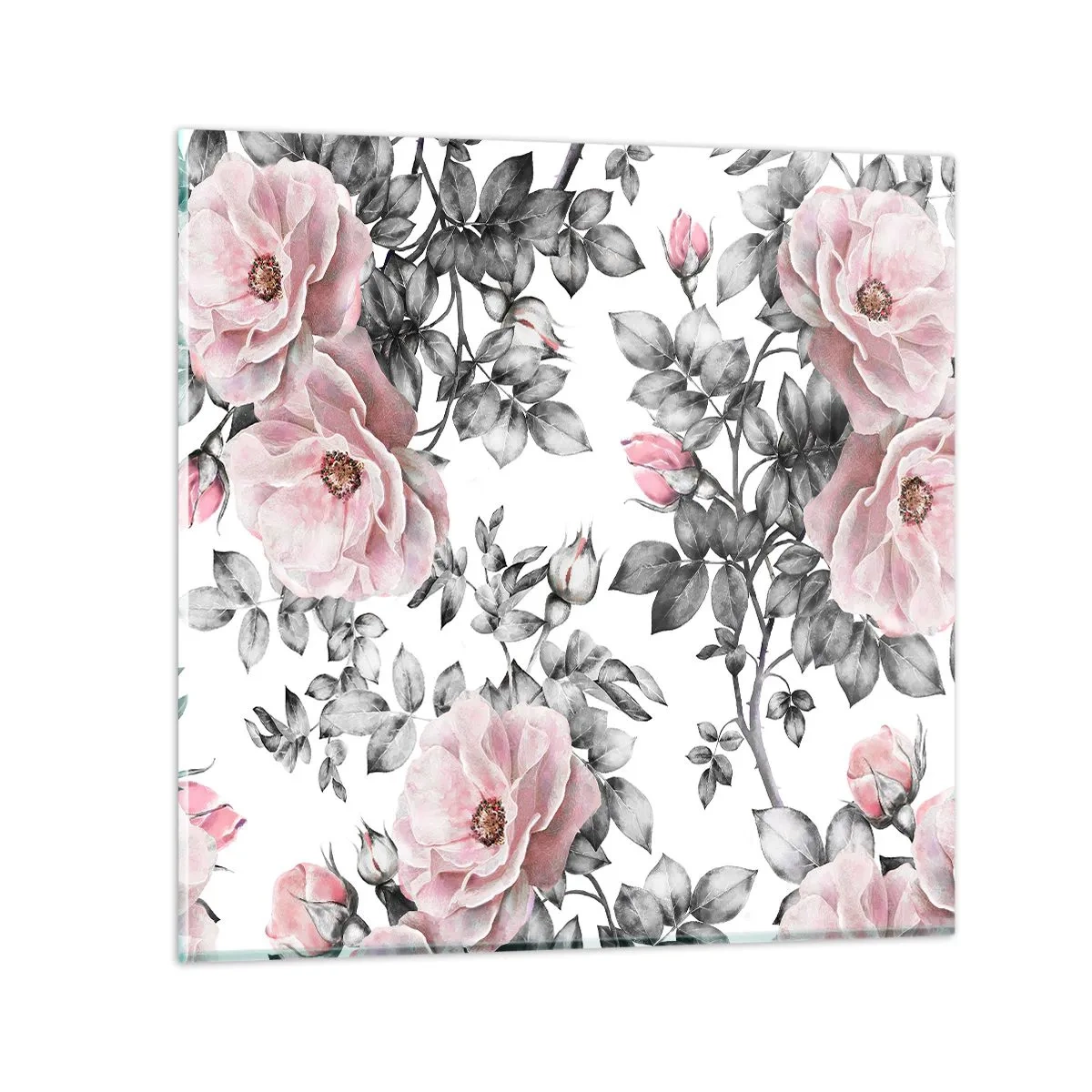 Quadro em vidro - Perder-se nas rosas - 40x40 cm