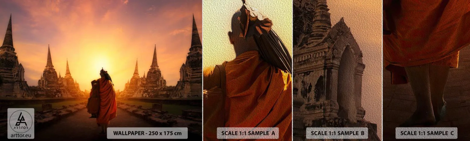 Amostra de papel de parede Premium Sand - Em paz para a eternidade - Tailândia, budismo, têmpora - 100x30 cm