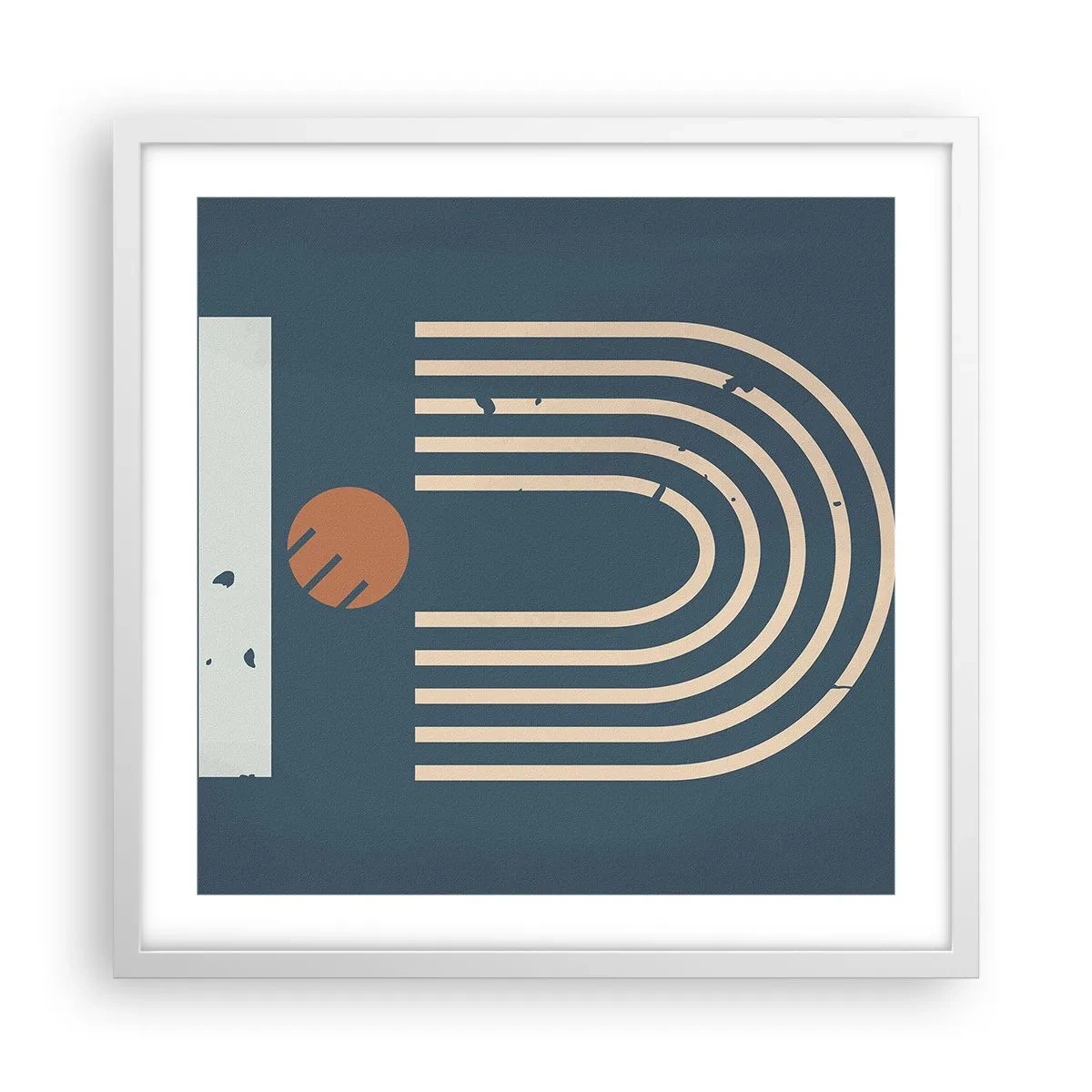 Pôster em moldura branca - Geometria em azul marinho - 50x50 cm