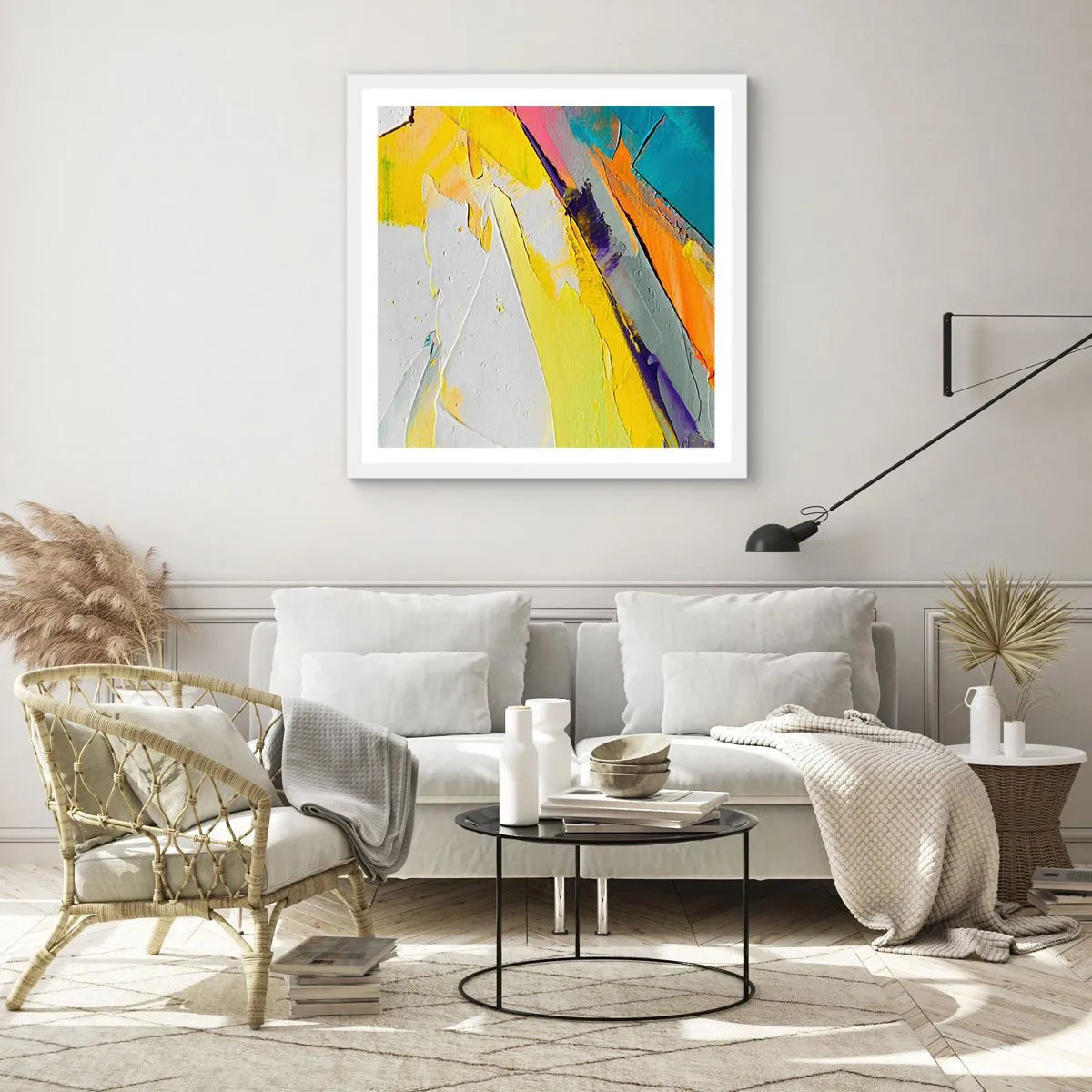 Pôster em moldura branca - Anatomia da luz - 60x60 cm