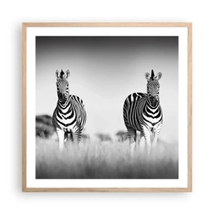 Pôster com moldura de carvalho claro - De fato, o mundo é a preto e branco - 60x60 cm