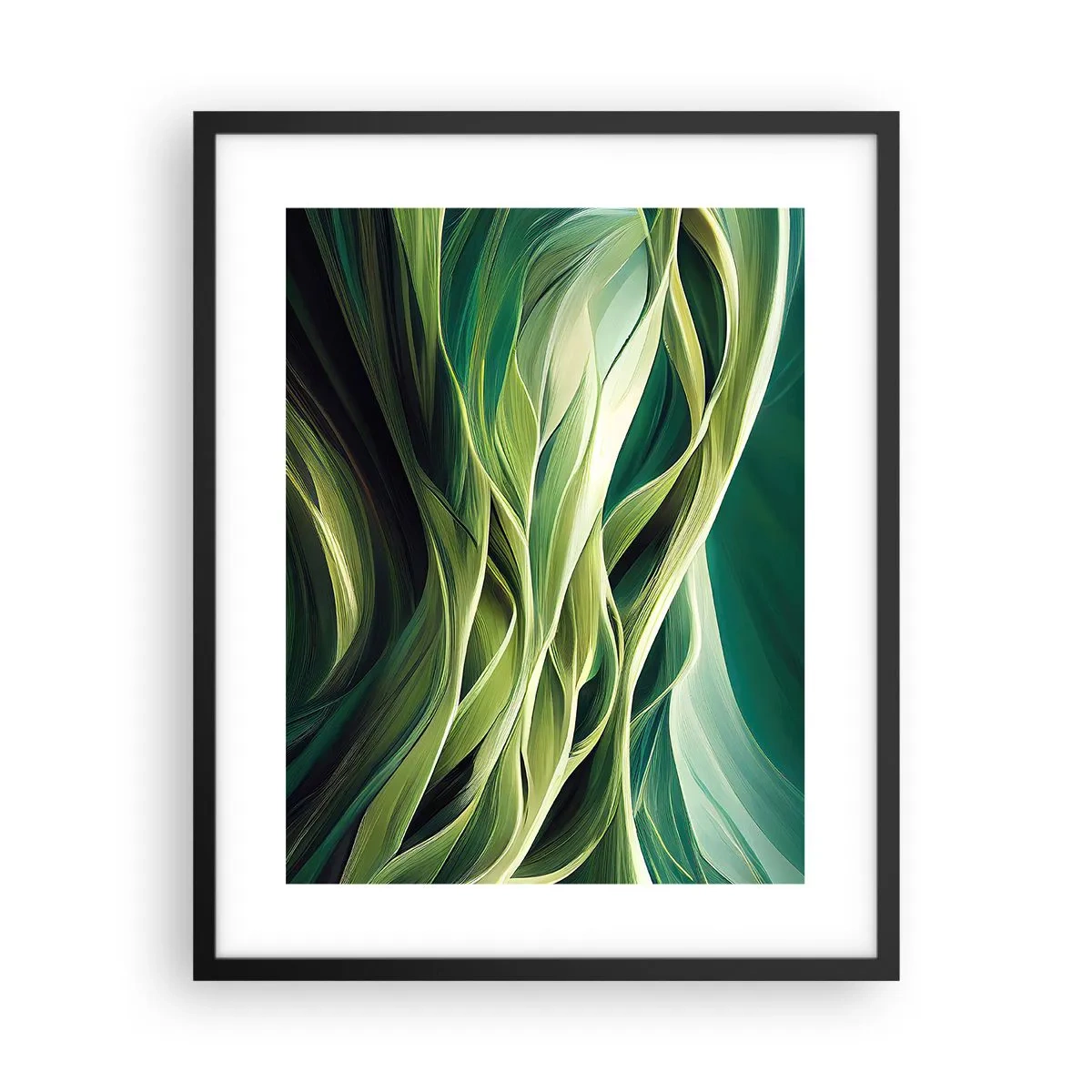 Pôster com moldura preta - Jogo verde abstrato - 40x50 cm