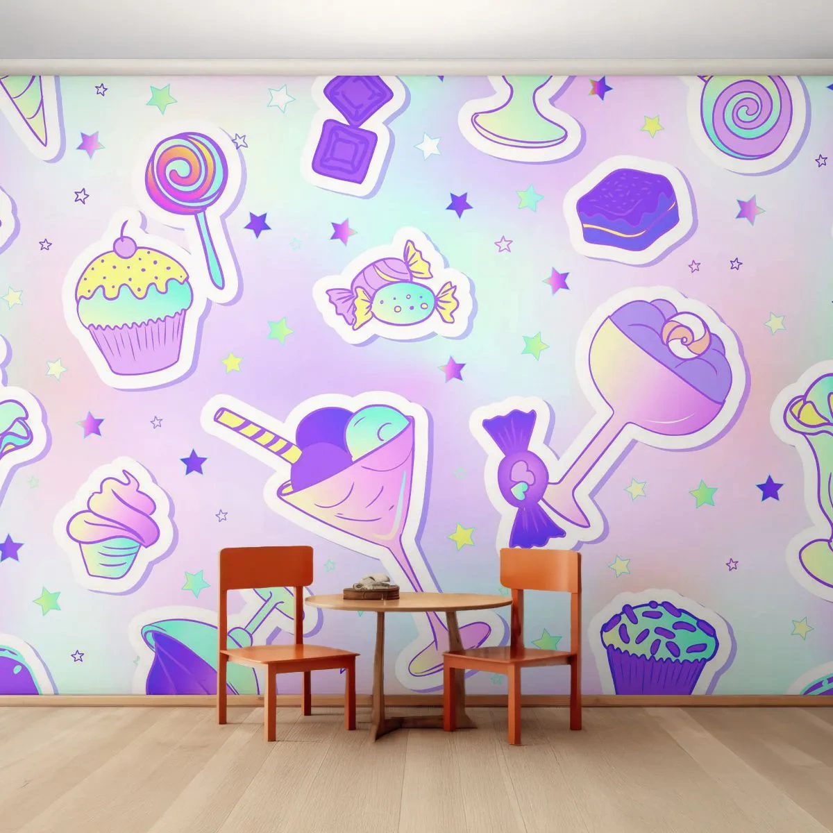 Papel de Parede Premium Sand - Tenha um aniversário todos os dias - Para crianças, Doce, Pirulito - 100x70 cm
