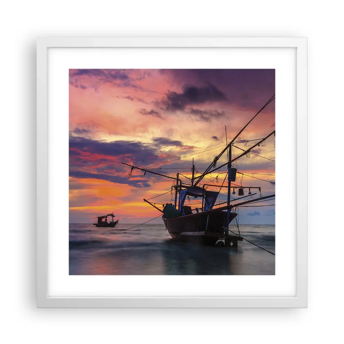 Pôster em moldura branca - Noite exótica - 40x40 cm