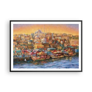 Pôster com moldura preta - Conto de Istambul - 100x70 cm