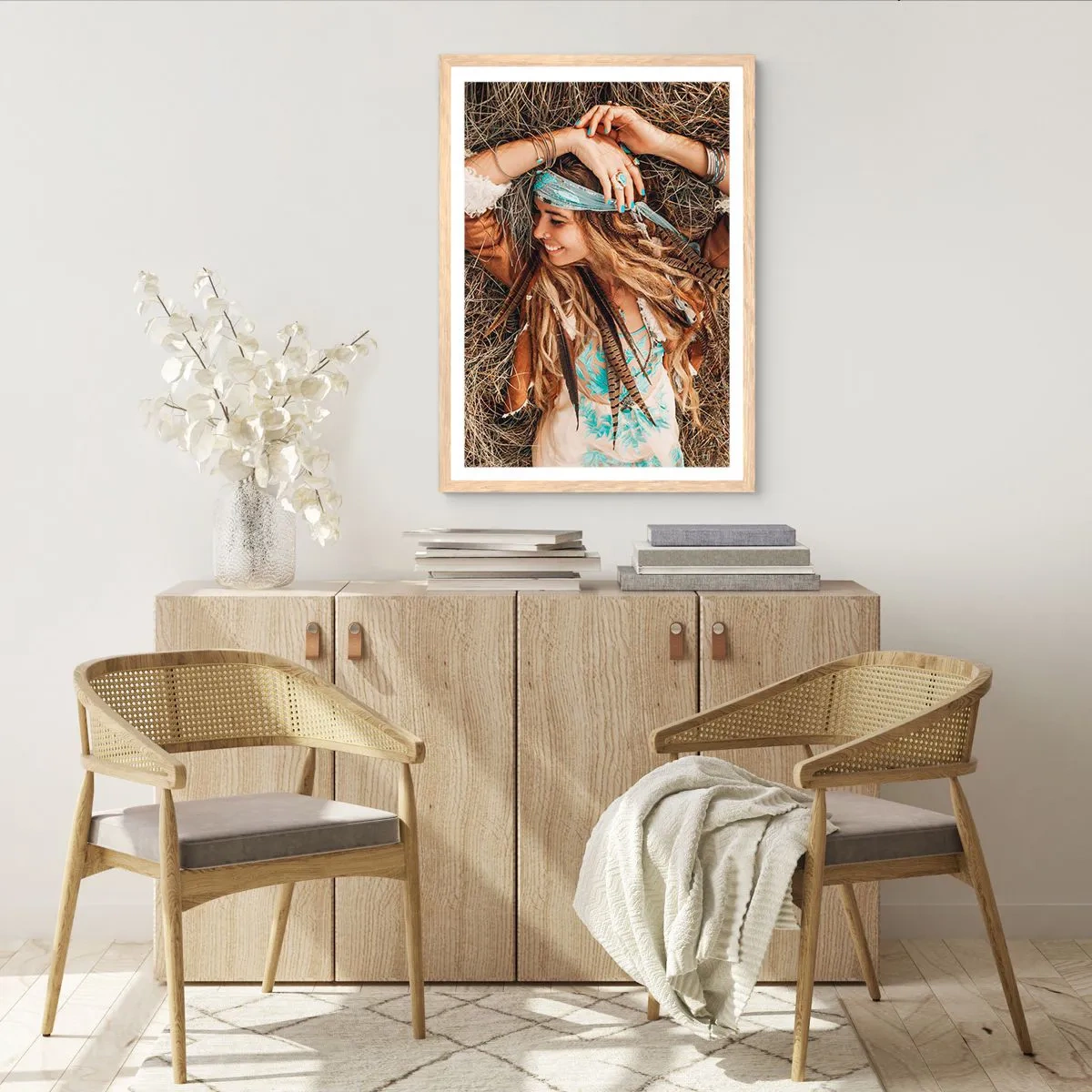 Pôster com moldura de carvalho claro - A caminho do verão do amor - 70x100 cm