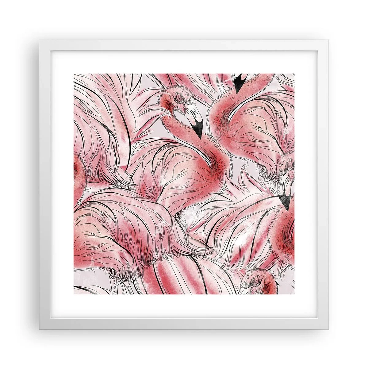 Pôster em moldura branca - Bird corps de ballet - 40x40 cm