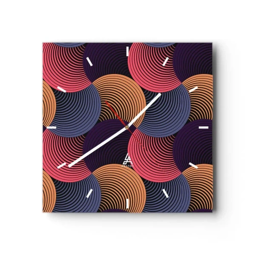 Relógio de parede - Relógio em vidro - Num ritmo circular - 40x40 cm
