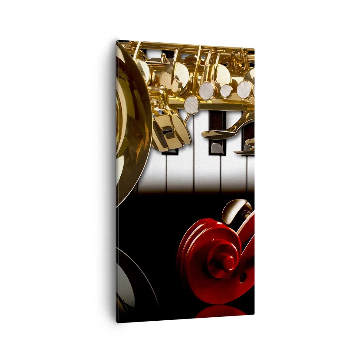 Quadro em tela - Metal, madeira e marfim - 55x100 cm