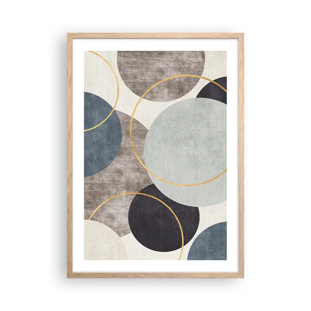 Pôster com moldura de carvalho claro - Roda por roda - 50x70 cm