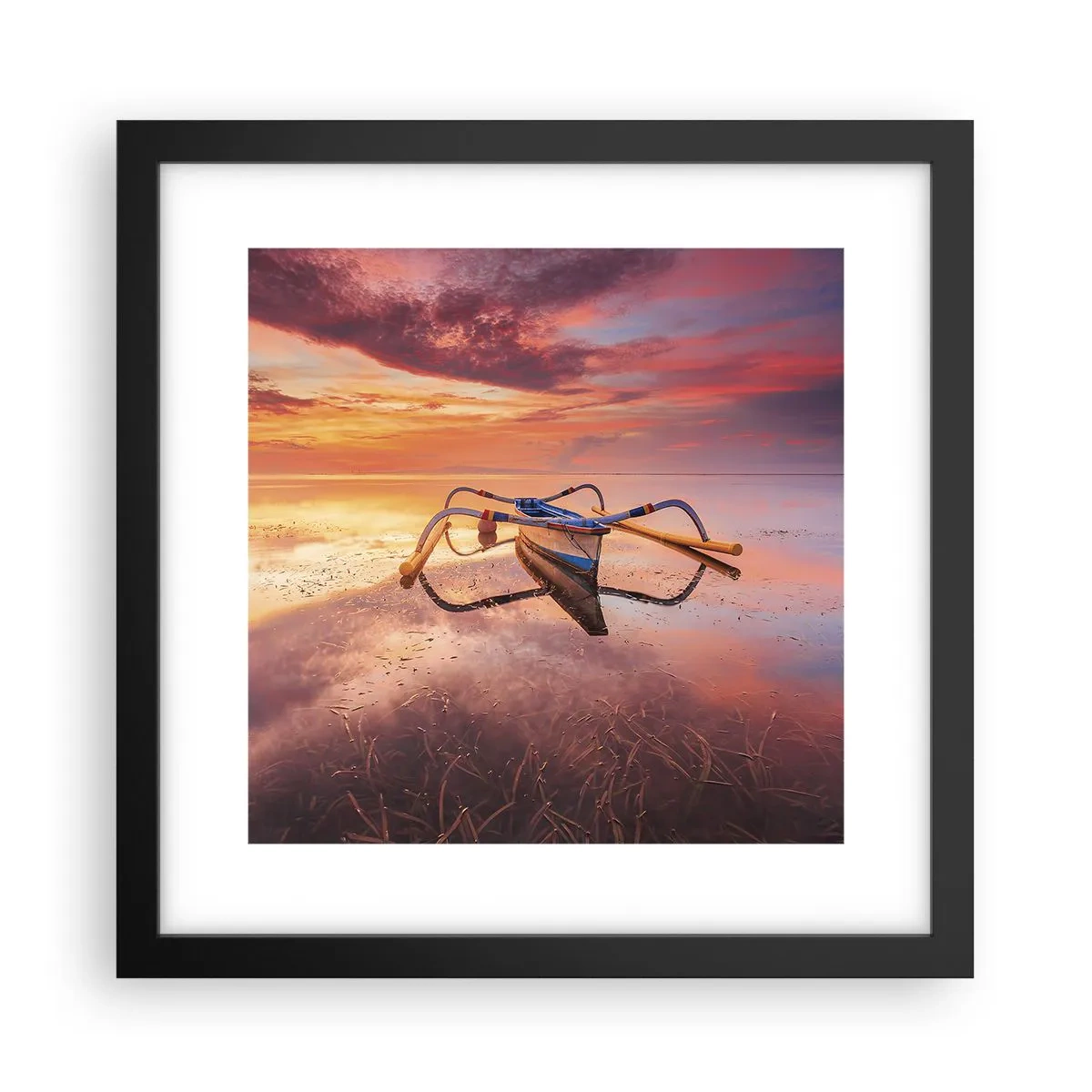 Pôster com moldura preta - A calma de uma noite tropical - 30x30 cm