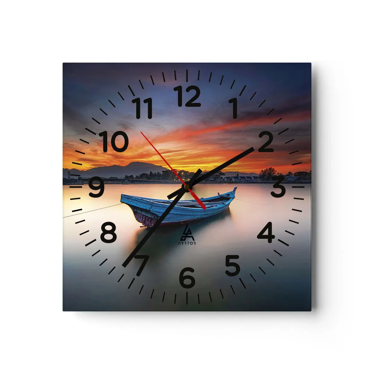 Relógio de parede - Relógio em vidro - Uma boa noite se aproxima - 40x40 cm