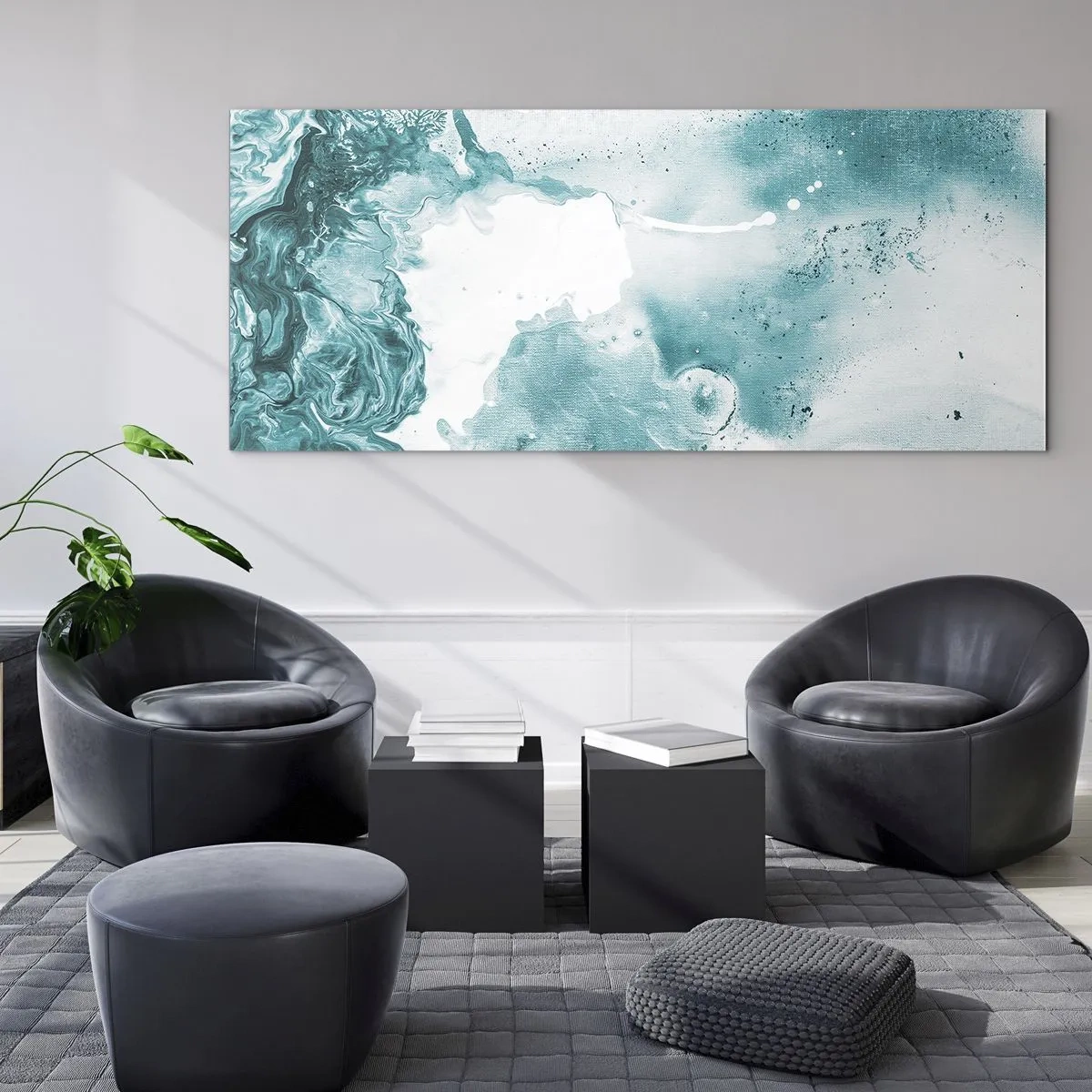 Quadro em vidro - Inundado em azul - 120x50 cm