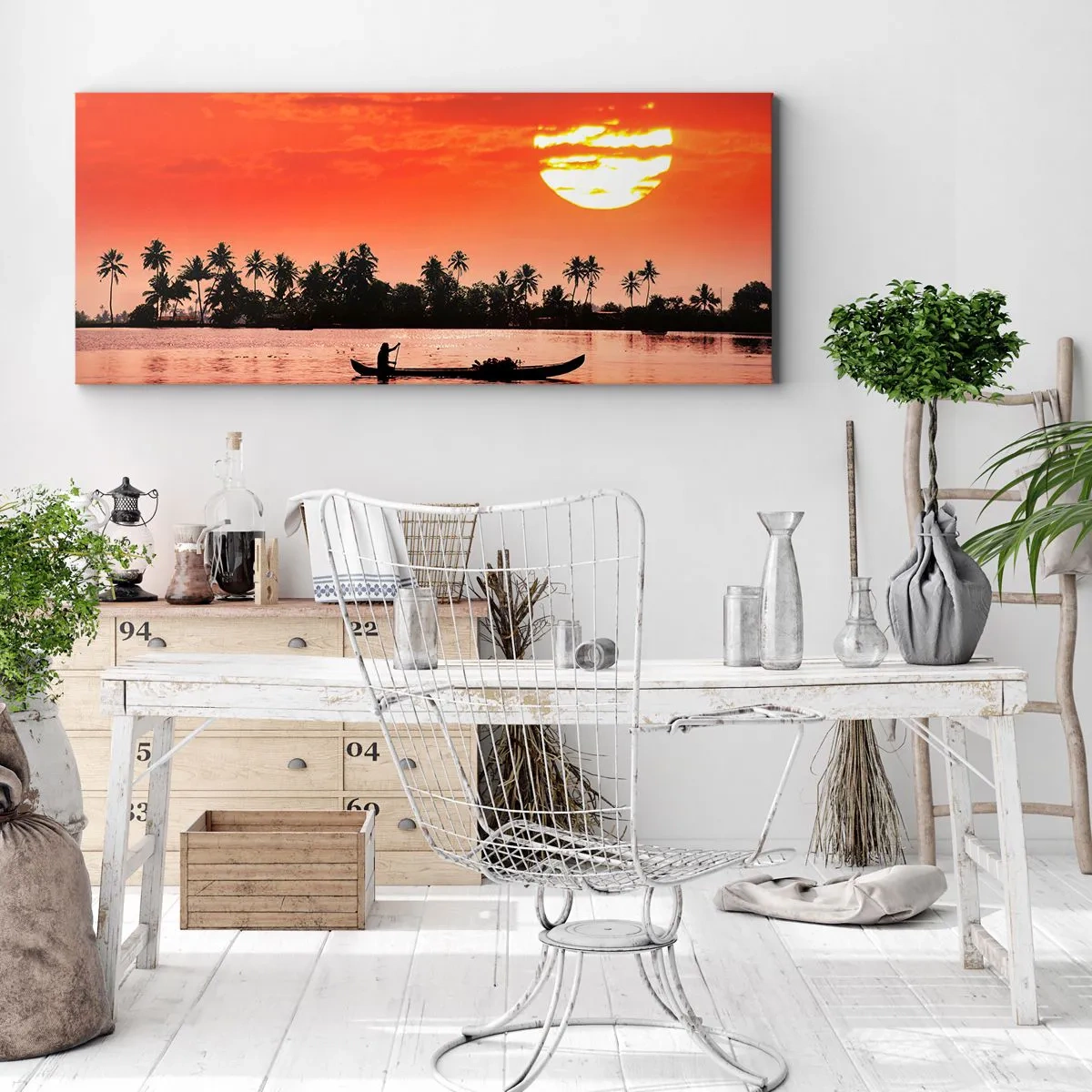 Quadro em tela - A calma dos trópicos ao pôr do sol - 120x50 cm