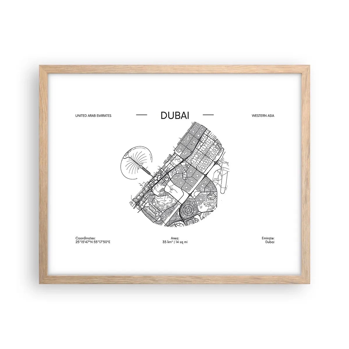 Pôster com moldura de carvalho claro - Anatomia de Dubai - 50x40 cm