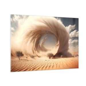 Quadro em vidro - Um vórtice de areia do deserto cria um portal do céu e das dunas. - 70x50cm - Portal aberto - Decoração de parede moderna para a sala de estar e quarto ARTTOR