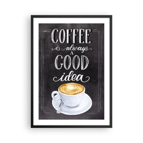 Pôster com moldura preta - Pôster de café com letras estilo quadro-negro - 50x70cm - Claro! - Decoração de parede moderna para a sala de estar e quarto ARTTOR