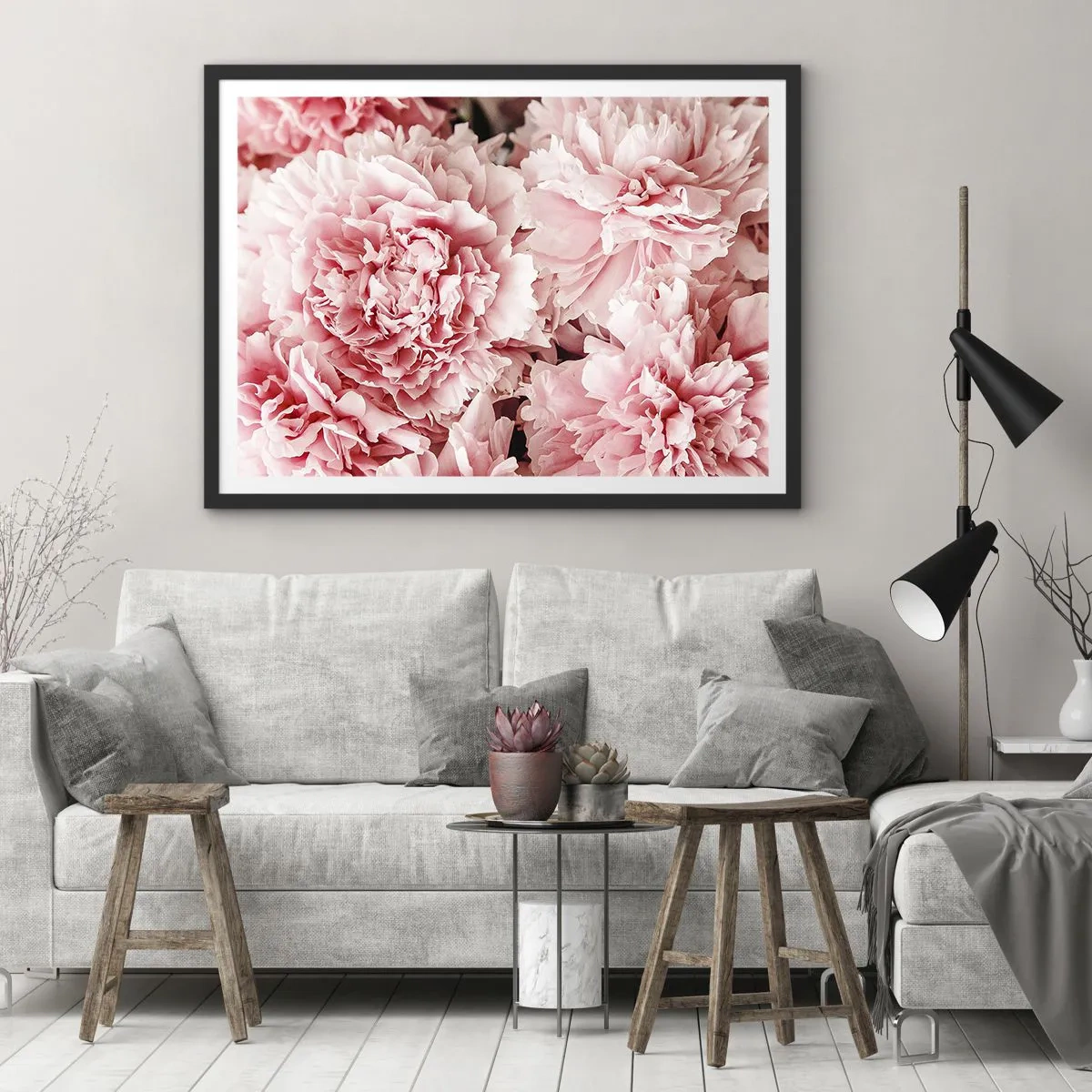 Pôster com moldura preta - Sonho rosa - 70x50 cm