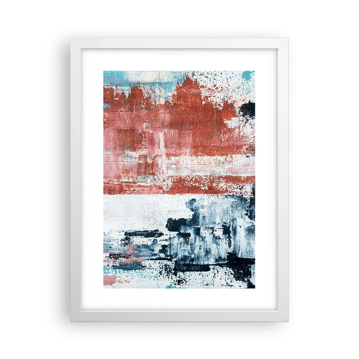 Pôster em moldura branca - Meio a meio abstrato - 30x40 cm