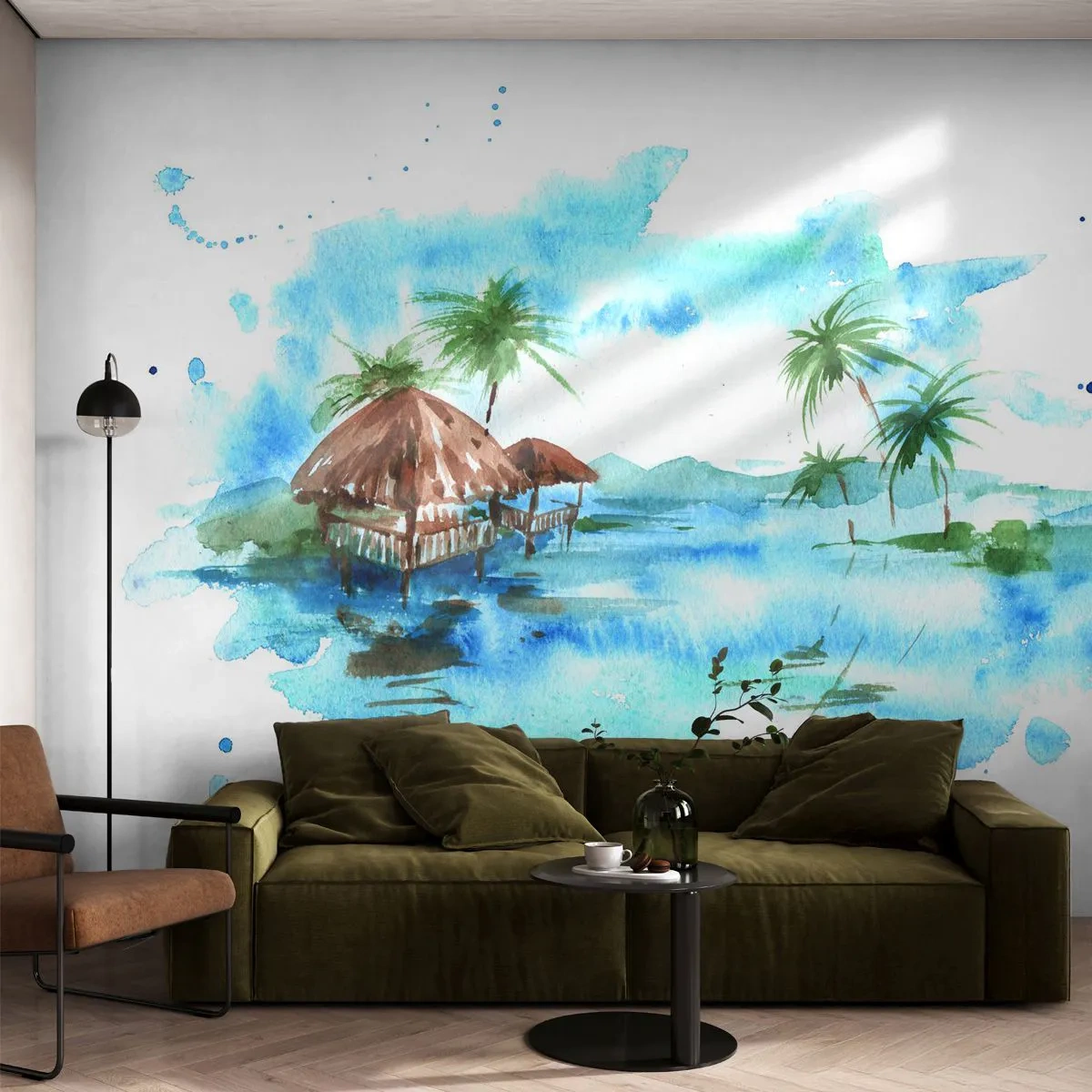 Papel de Parede Premium Canvas - Algures no Pacífico - Paisagem, Ilha, Palmeiras - 450x315 cm