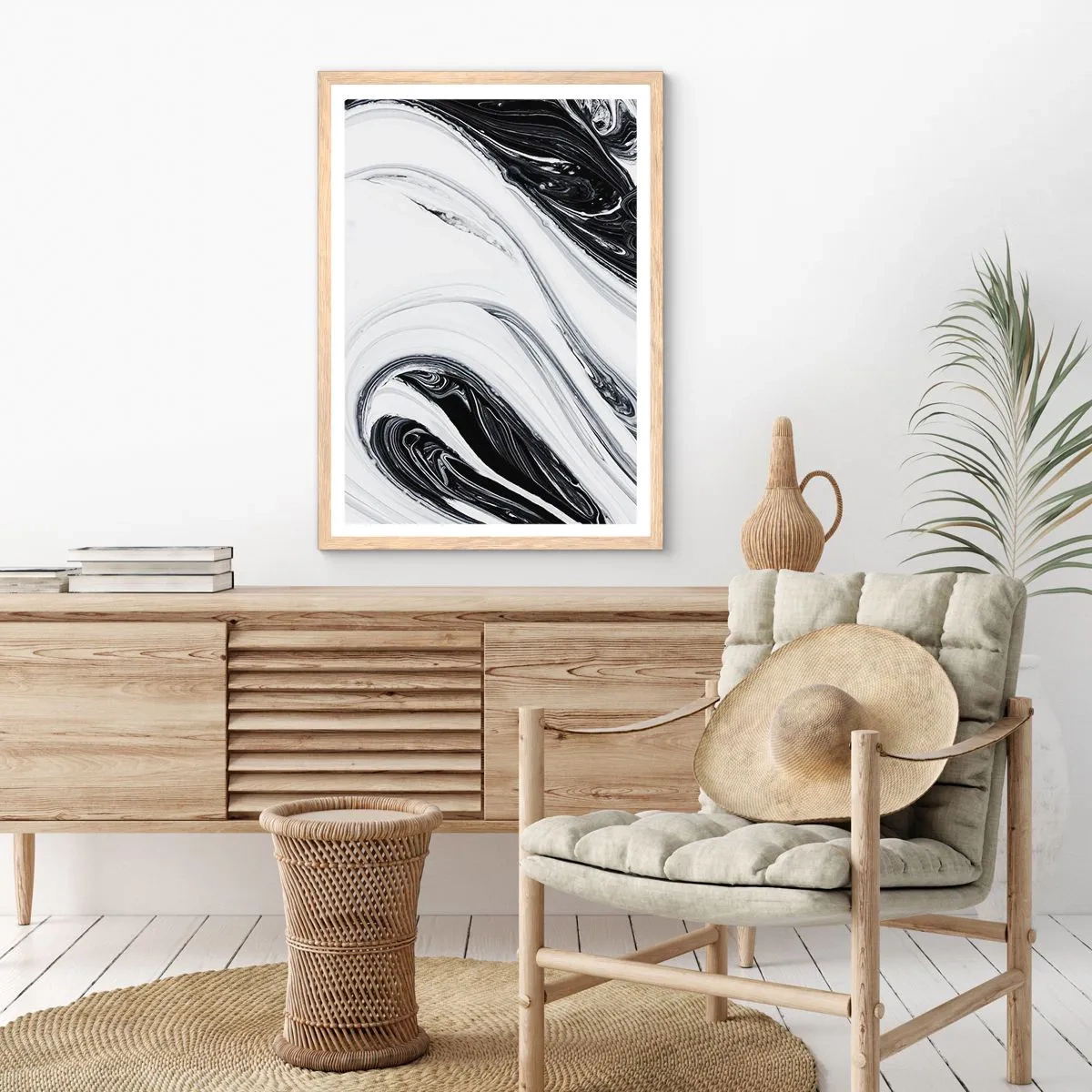 Pôster com moldura de carvalho claro - Uma combinação de opostos - 61x91 cm