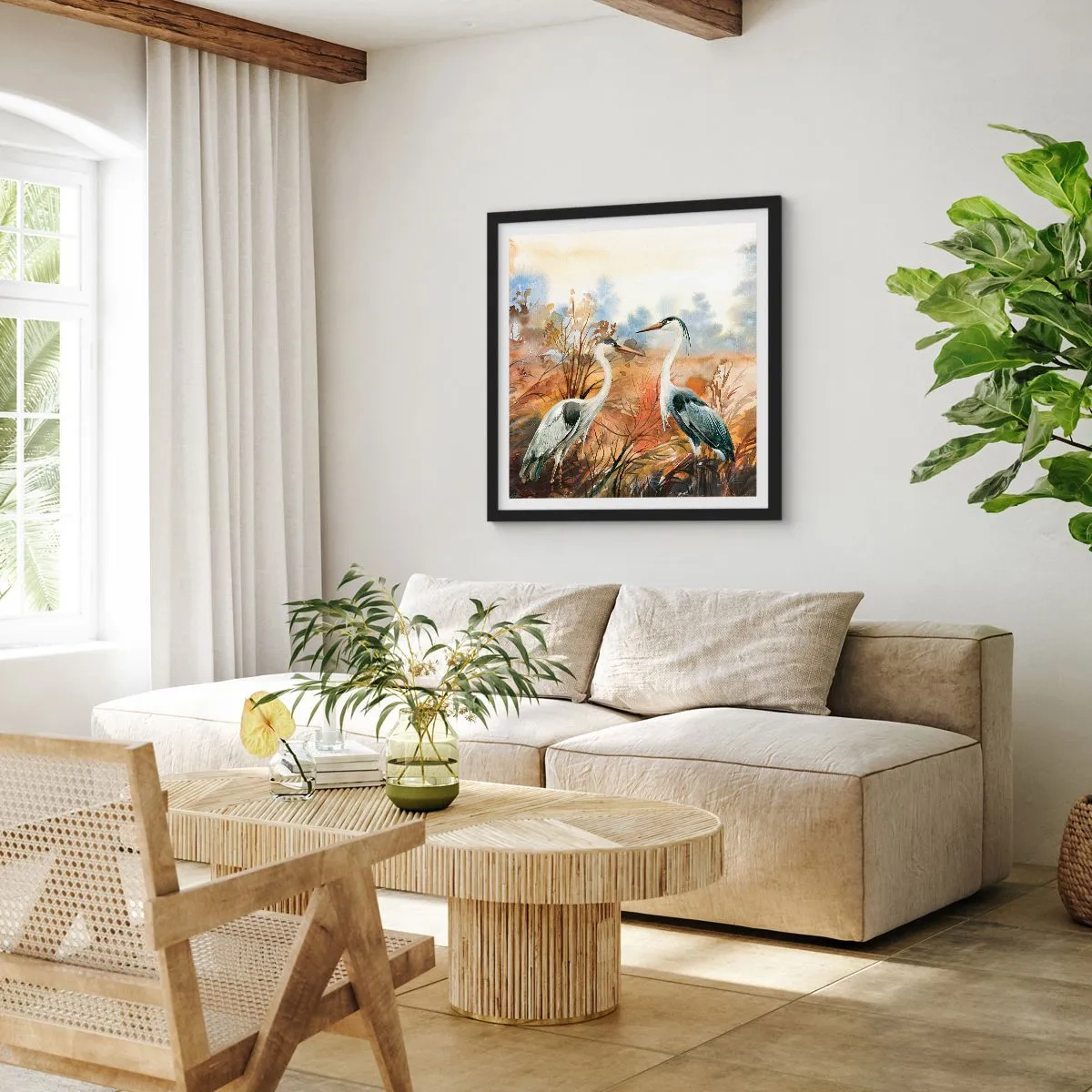 Pôster com moldura preta - Para onde ir no outono? - 40x40 cm