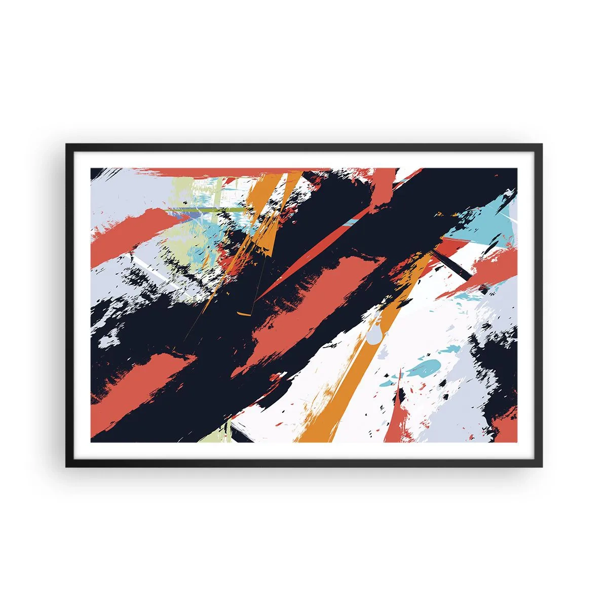 Pôster com moldura preta - Composição dinâmica - 91x61 cm