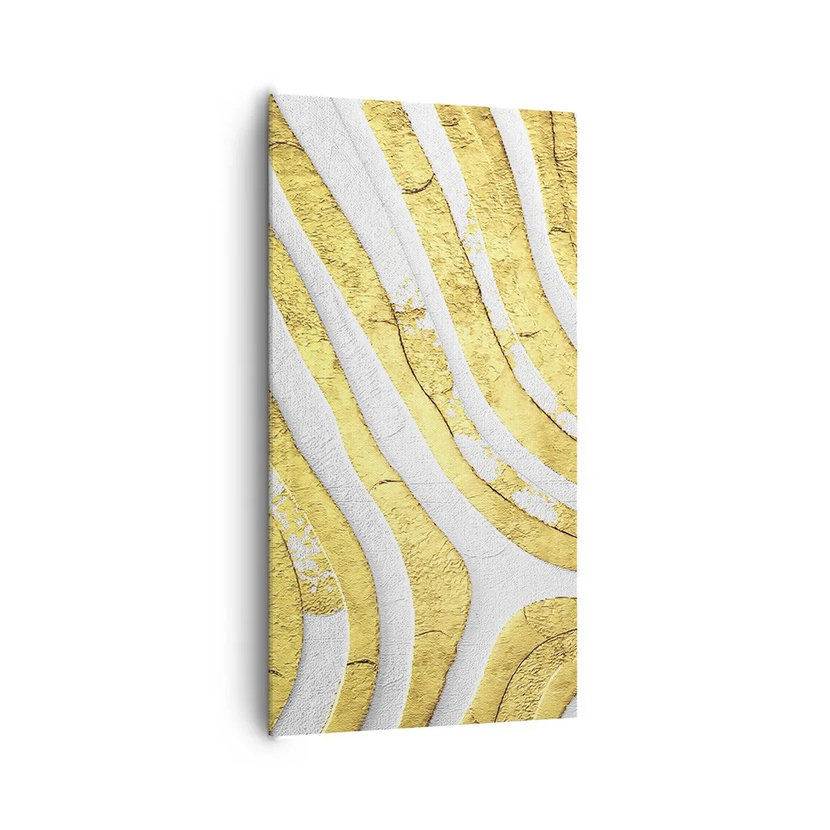 Quadro em tela - Composição a branco e ouro - 65x120 cm